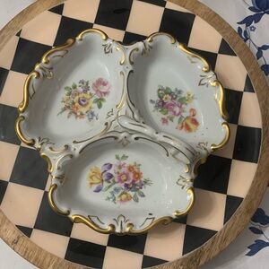 JLMenau dividdd dish gold trim porcelain handle Germany